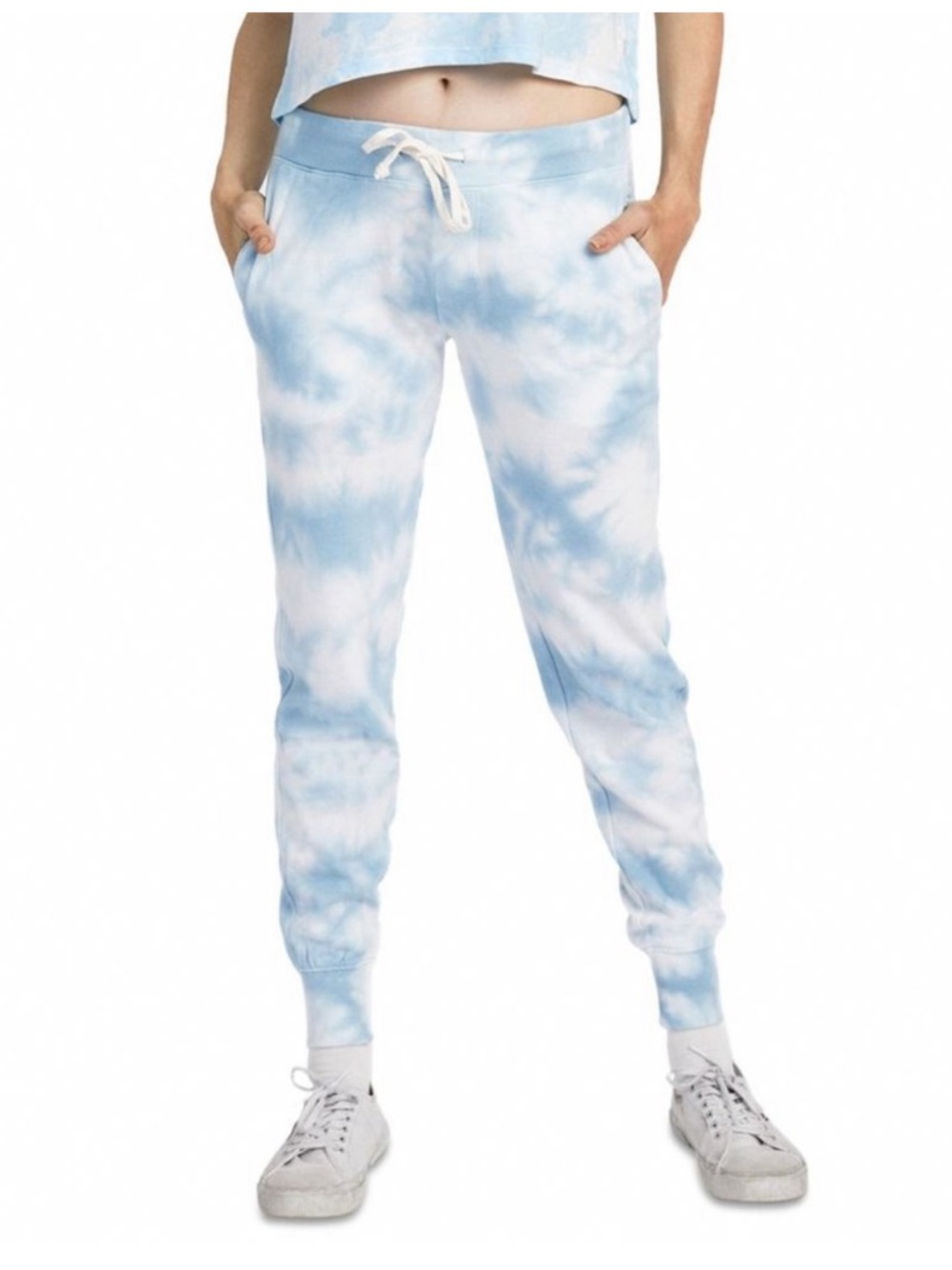 Alternative Light Blue & White Tie-Dye Jogger Pants